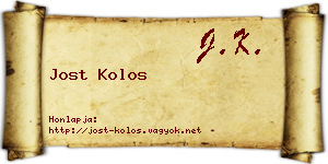 Jost Kolos névjegykártya